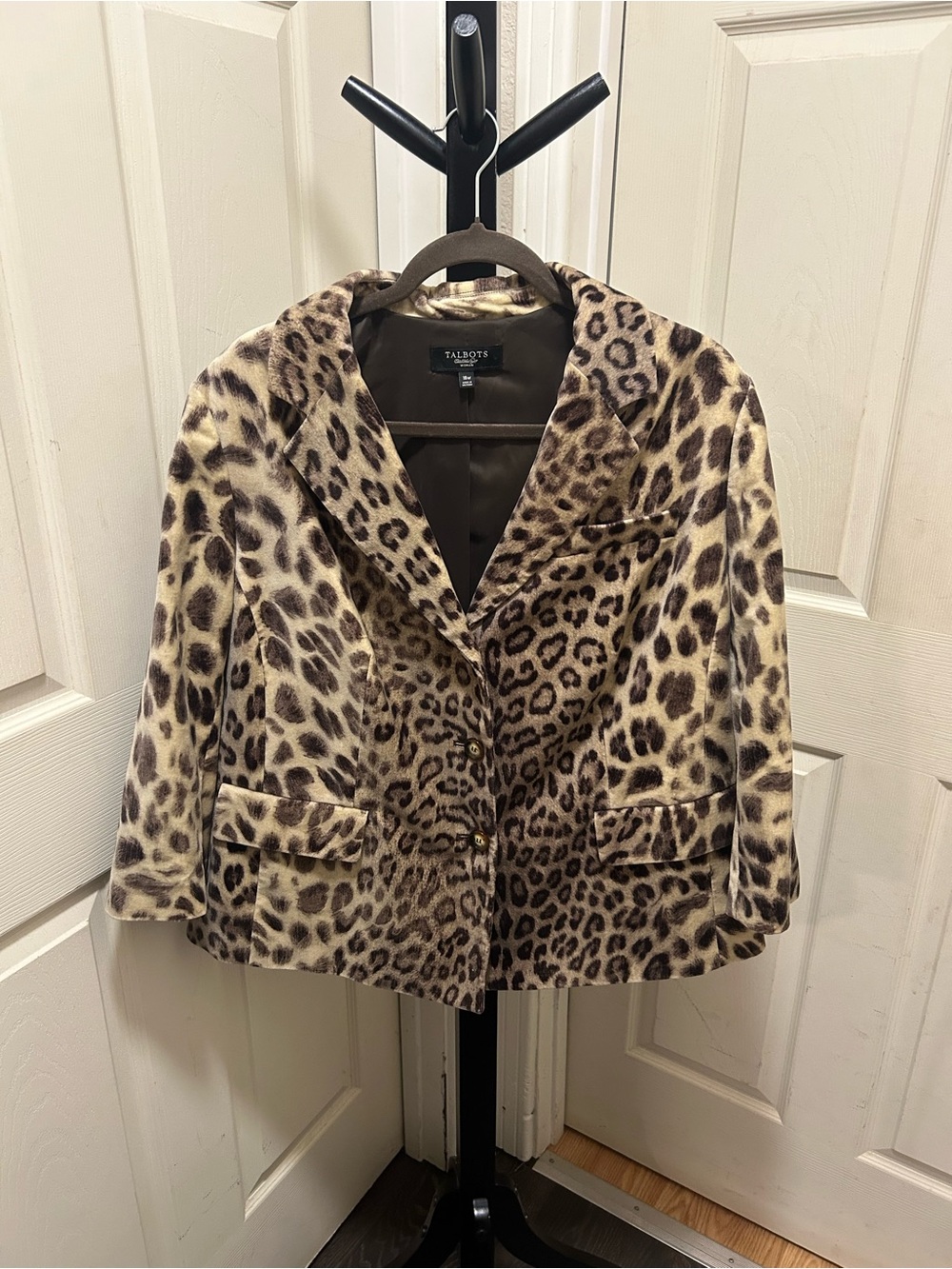 Talbots Leopard Print Blazer in Brown and Cream